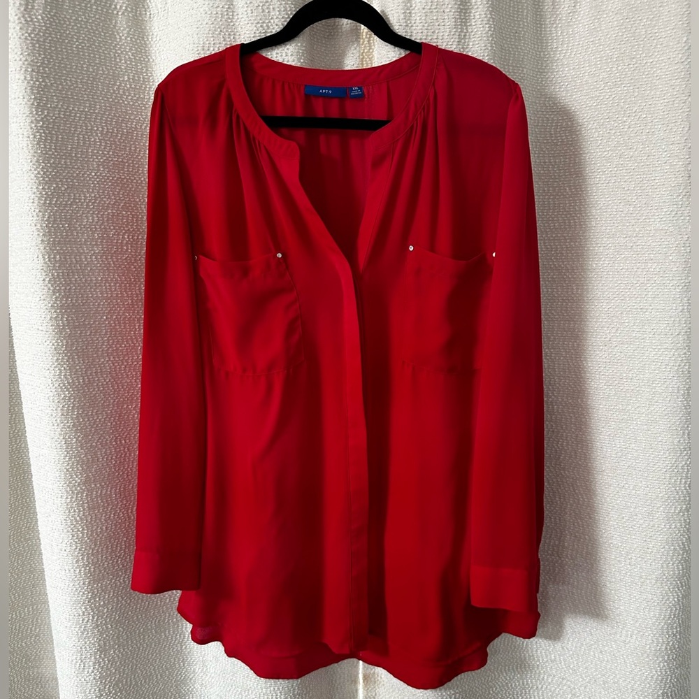 Bundle 4 for $10!!! NWOT XXL APT 9 Chiffon Button Up Blouse, Red